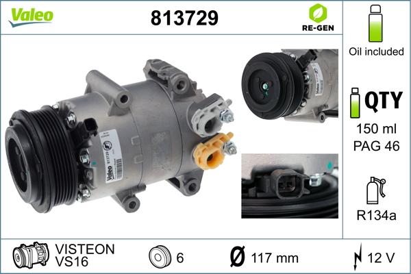 Valeo 813729 - Compressore, Climatizzatore autozon.pro