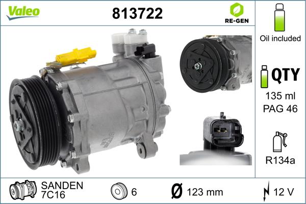 Valeo 813722 - Compressore, Climatizzatore autozon.pro