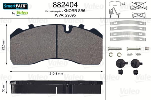 Valeo 882404 - Kit pastiglie freno, Freno a disco autozon.pro