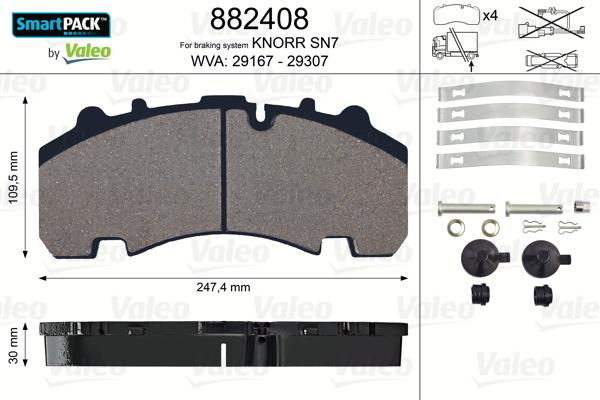 Valeo 882408 - Kit pastiglie freno, Freno a disco autozon.pro