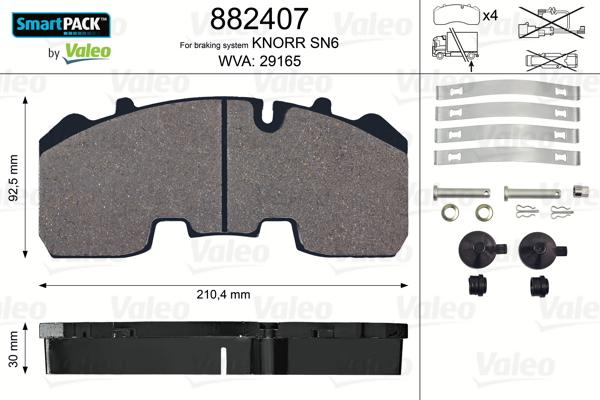 Valeo 882407 - Kit pastiglie freno, Freno a disco autozon.pro