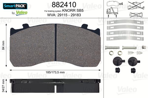 Valeo 882410 - Kit pastiglie freno, Freno a disco autozon.pro