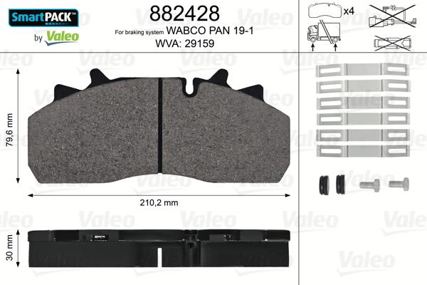 Valeo 882428 - Kit pastiglie freno, Freno a disco autozon.pro