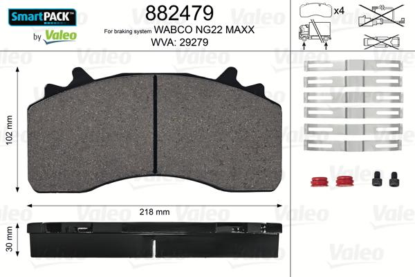 Valeo 882479 - Kit pastiglie freno, Freno a disco autozon.pro