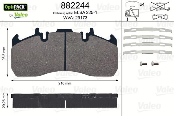 Valeo 882244 - Kit pastiglie freno, Freno a disco autozon.pro