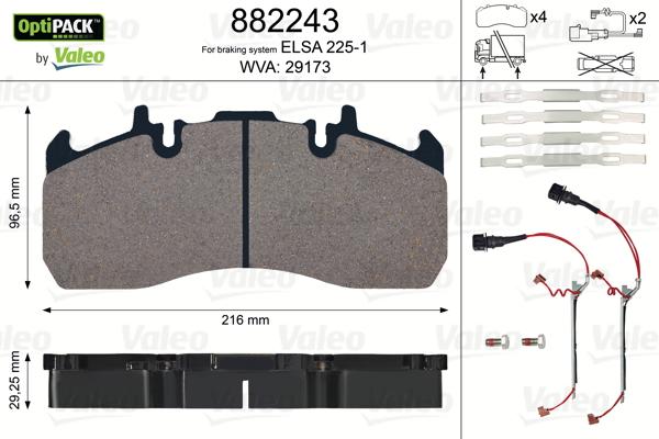 Valeo 882243 - Kit pastiglie freno, Freno a disco autozon.pro