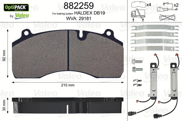 Valeo 882259 - Kit pastiglie freno, Freno a disco autozon.pro