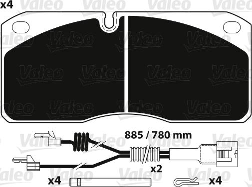 Valeo 882255 - Kit pastiglie freno, Freno a disco autozon.pro