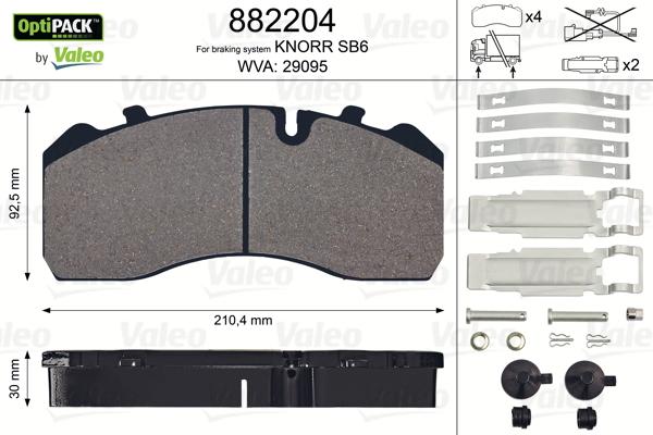 Valeo 882204 - Kit pastiglie freno, Freno a disco autozon.pro