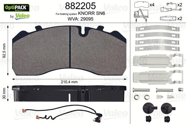 Valeo 882205 - Kit pastiglie freno, Freno a disco autozon.pro