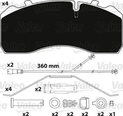 Valeo 882206 - Kit pastiglie freno, Freno a disco autozon.pro