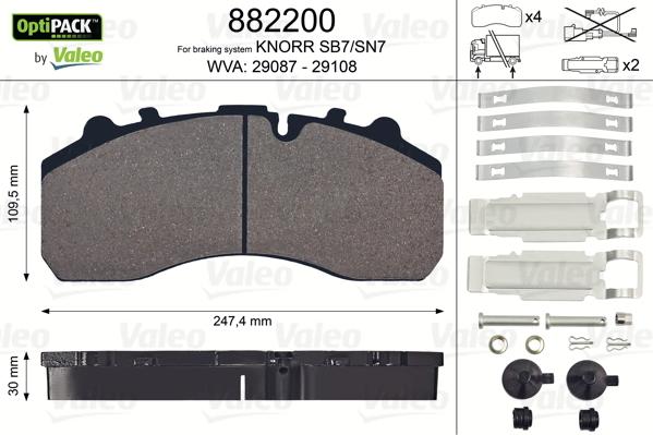 Valeo 882200 - Kit pastiglie freno, Freno a disco autozon.pro