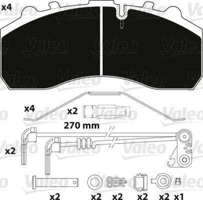 Valeo 882202 - Kit pastiglie freno, Freno a disco autozon.pro