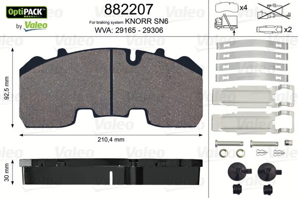 Valeo 882207 - Kit pastiglie freno, Freno a disco autozon.pro