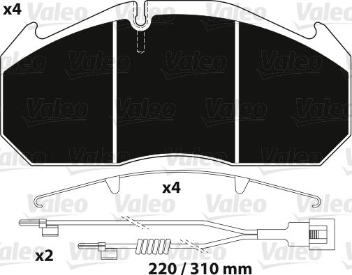 Valeo 882215 - Kit pastiglie freno, Freno a disco autozon.pro