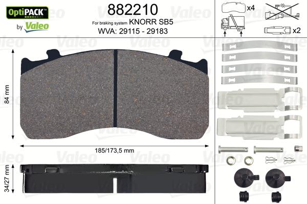 Valeo 882210 - Kit pastiglie freno, Freno a disco autozon.pro