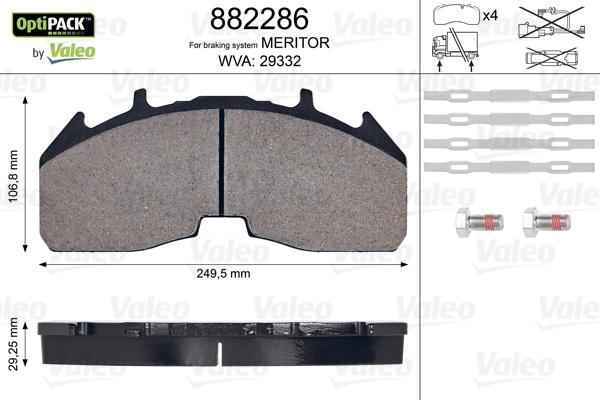 Valeo 882286 - Kit pastiglie freno, Freno a disco autozon.pro