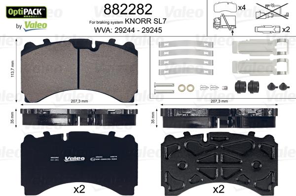 Valeo 882282 - Kit pastiglie freno, Freno a disco autozon.pro