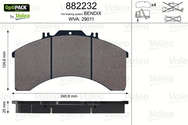 Valeo 882232 - Kit pastiglie freno, Freno a disco autozon.pro