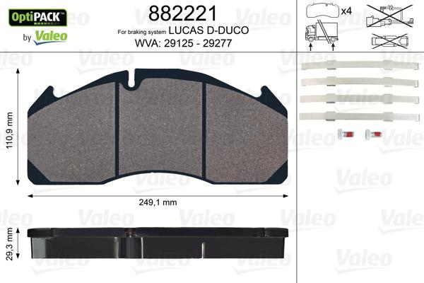 Valeo 882221 - Kit pastiglie freno, Freno a disco autozon.pro