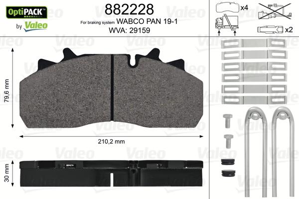 Valeo 882228 - Kit pastiglie freno, Freno a disco autozon.pro