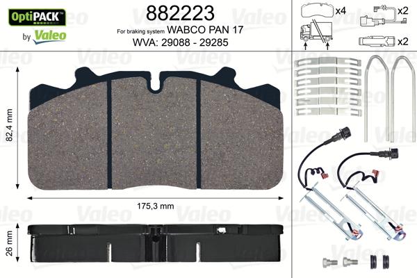 Valeo 882223 - Kit pastiglie freno, Freno a disco autozon.pro