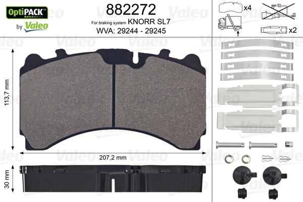 Valeo 882272 - Kit pastiglie freno, Freno a disco autozon.pro