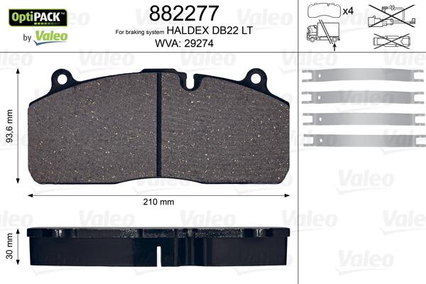 Valeo 882277 - Kit pastiglie freno, Freno a disco autozon.pro