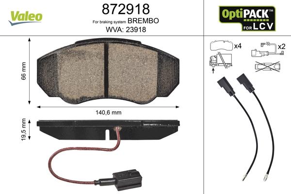 Valeo 872918 - Kit pastiglie freno, Freno a disco autozon.pro