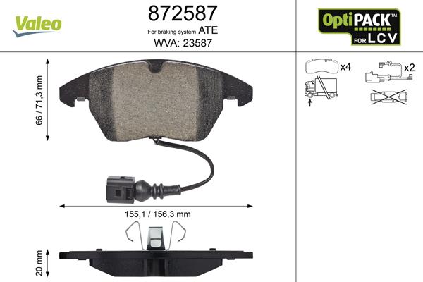 Valeo 872587 - Kit pastiglie freno, Freno a disco autozon.pro