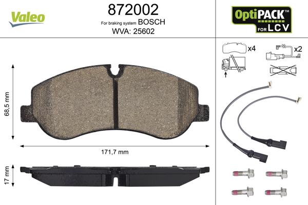 Valeo 872002 - Kit pastiglie freno, Freno a disco autozon.pro