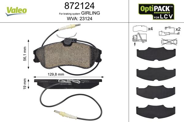 Valeo 872124 - Kit pastiglie freno, Freno a disco autozon.pro