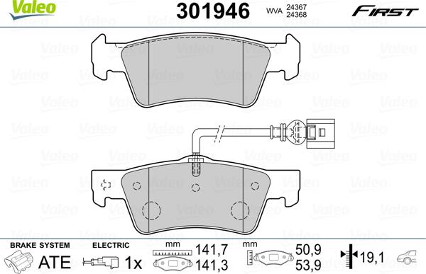 Valeo 301946 - Kit pastiglie freno, Freno a disco autozon.pro