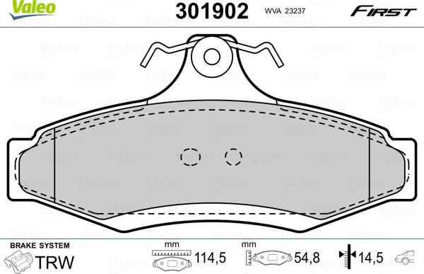 Valeo 301902 - Kit pastiglie freno, Freno a disco autozon.pro