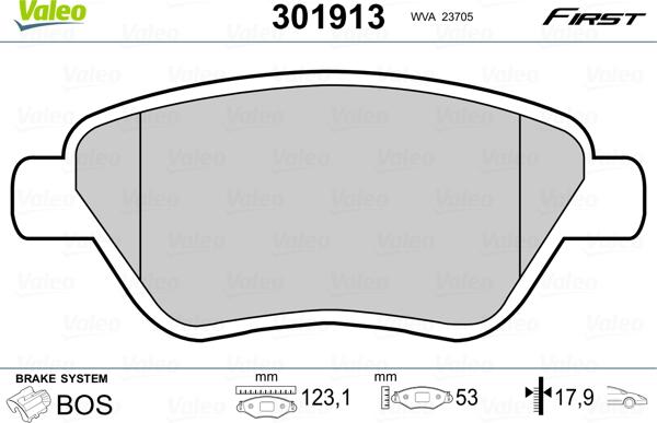 Valeo 301913 - Kit pastiglie freno, Freno a disco autozon.pro