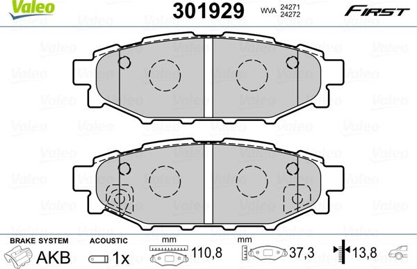 Valeo 301929 - Kit pastiglie freno, Freno a disco autozon.pro