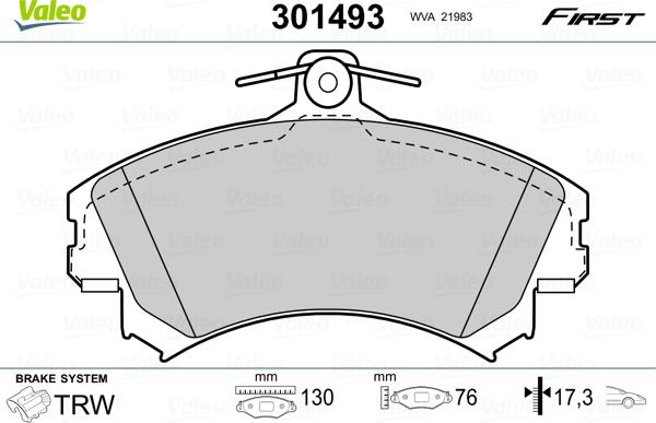 Valeo 301493 - Kit pastiglie freno, Freno a disco autozon.pro