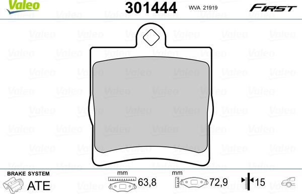 Valeo 301444 - Kit pastiglie freno, Freno a disco autozon.pro