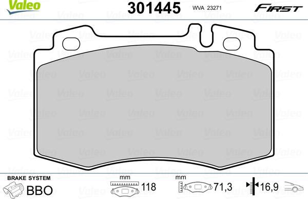 Valeo 301445 - Kit pastiglie freno, Freno a disco autozon.pro