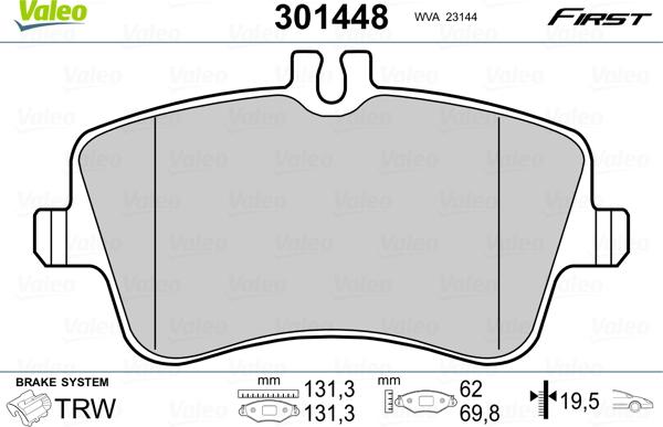 Valeo 301448 - Kit pastiglie freno, Freno a disco autozon.pro