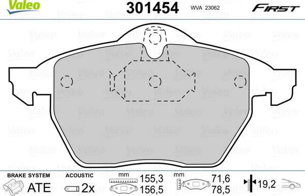 Valeo 301454 - Kit pastiglie freno, Freno a disco autozon.pro