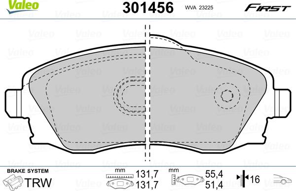 Valeo 301456 - Kit pastiglie freno, Freno a disco autozon.pro