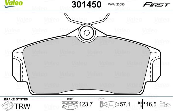 Valeo 301450 - Kit pastiglie freno, Freno a disco autozon.pro