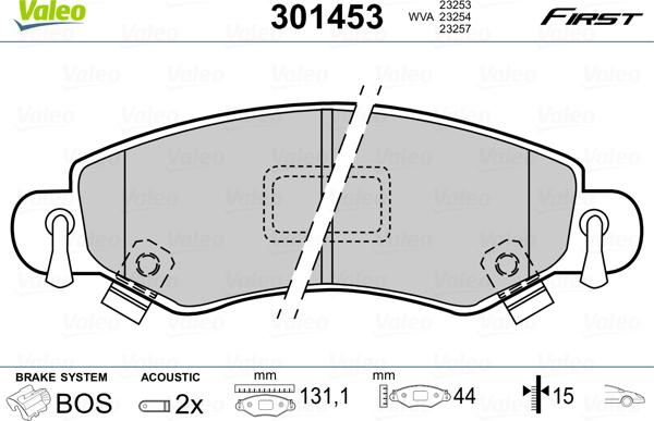 Valeo 301453 - Kit pastiglie freno, Freno a disco autozon.pro