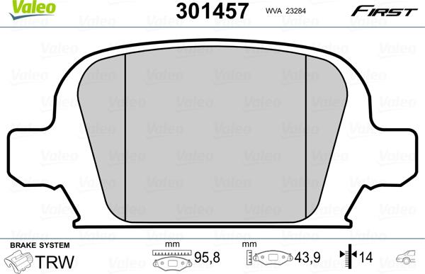 Valeo 301457 - Kit pastiglie freno, Freno a disco autozon.pro