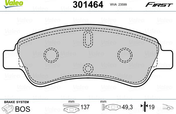 Valeo 301464 - Kit pastiglie freno, Freno a disco autozon.pro