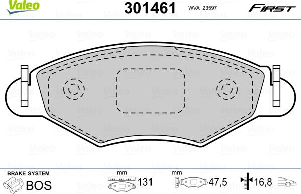 Valeo 301461 - Kit pastiglie freno, Freno a disco autozon.pro