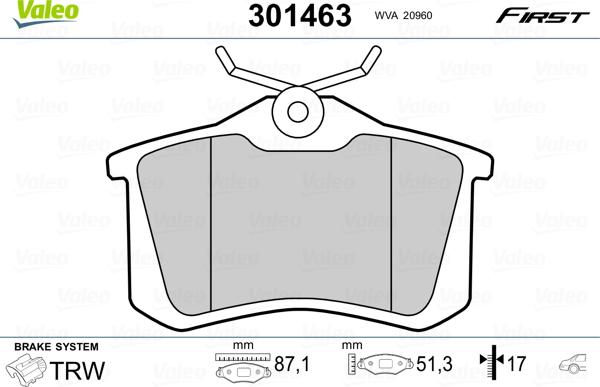 Valeo 301463 - Kit pastiglie freno, Freno a disco autozon.pro