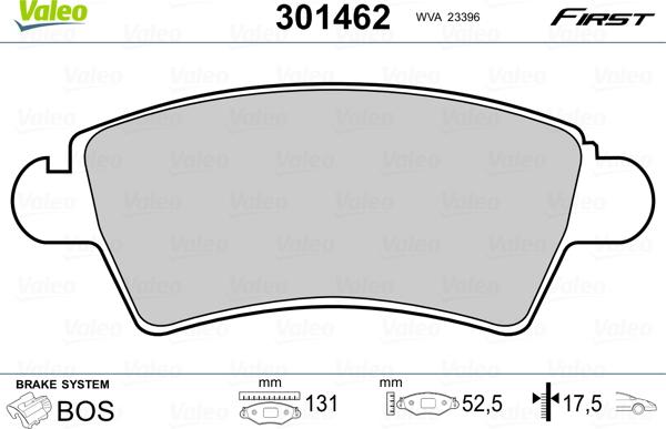 Valeo 301462 - Kit pastiglie freno, Freno a disco autozon.pro