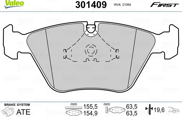 Valeo 301409 - Kit pastiglie freno, Freno a disco autozon.pro